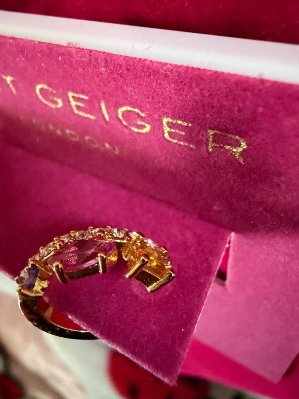 $68 Kurt Geiger London Multi Color Mixed Cut Crystal Hoop Earrings gold - Picture 11 of 12